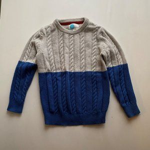 Boden Blue & Gray Cable Knit Fisherman Sweater Boys size 7-8